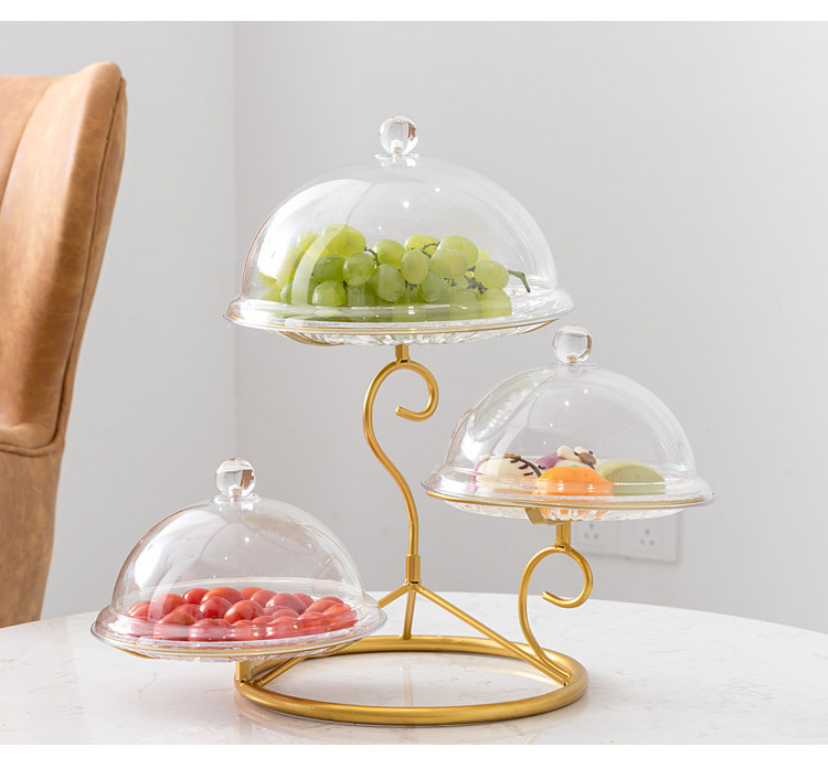 Three-tier fruit platter display rack
