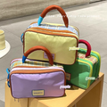 Plaid color-blocked large-capacity storage cosmetic bag