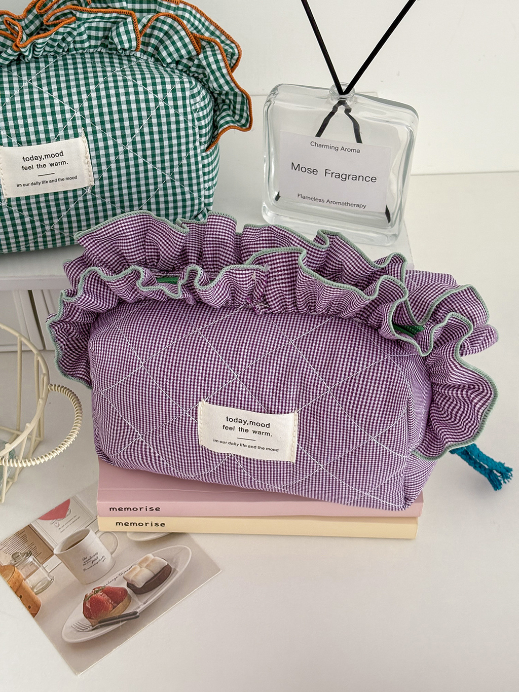 Two-tone plaid lace bag