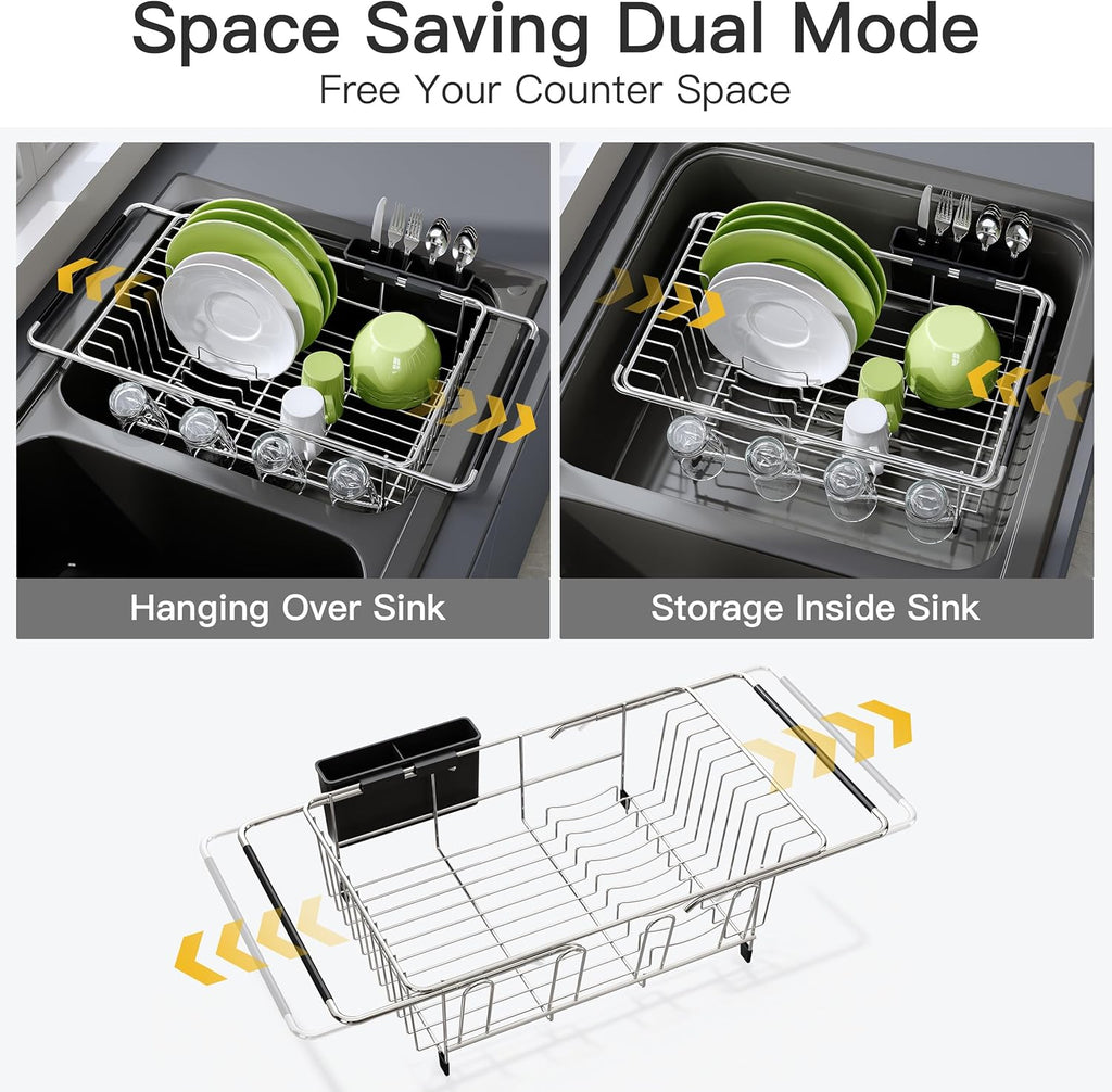 Retractable stainless steel drain rack