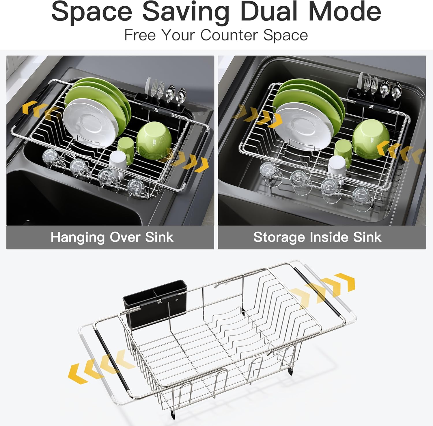 Retractable stainless steel drain rack