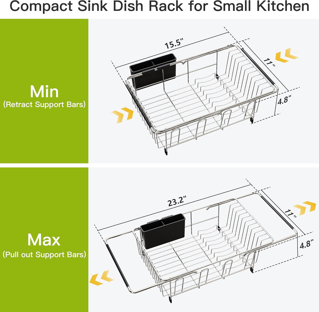Retractable stainless steel drain rack