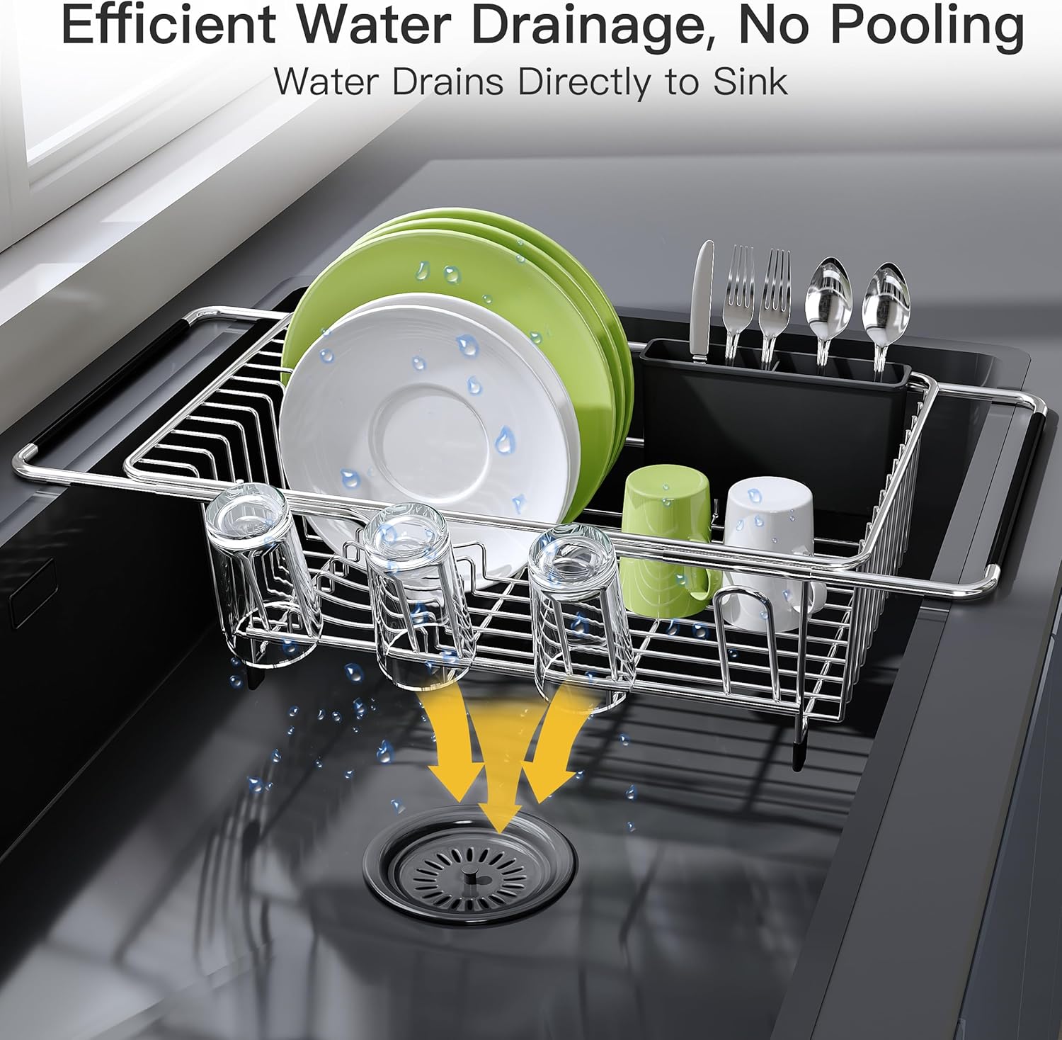 Retractable stainless steel drain rack