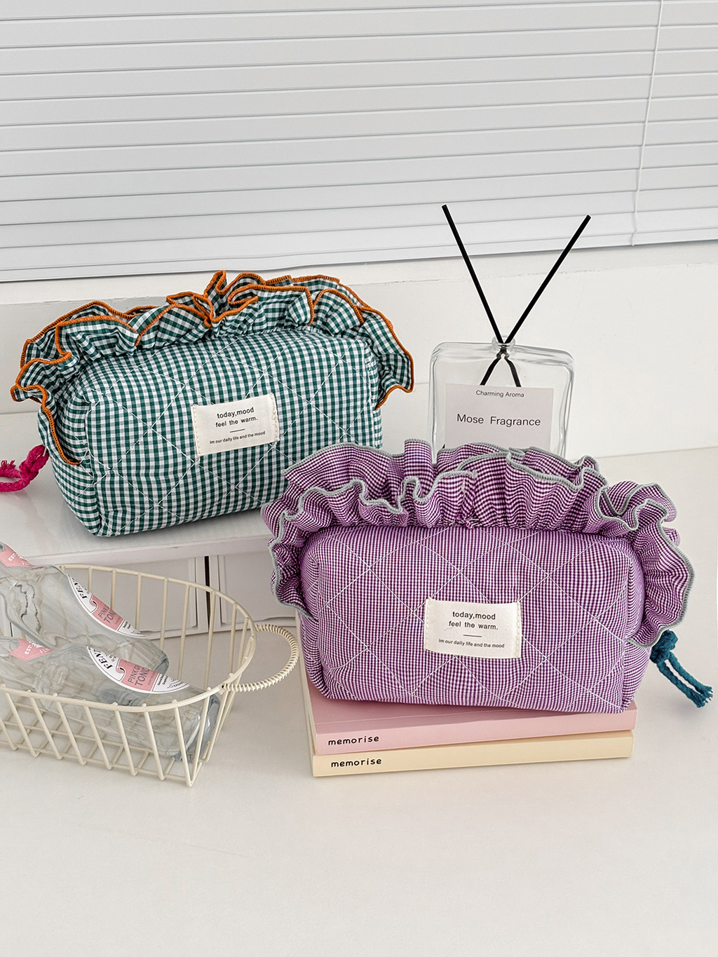 Two-tone plaid lace bag