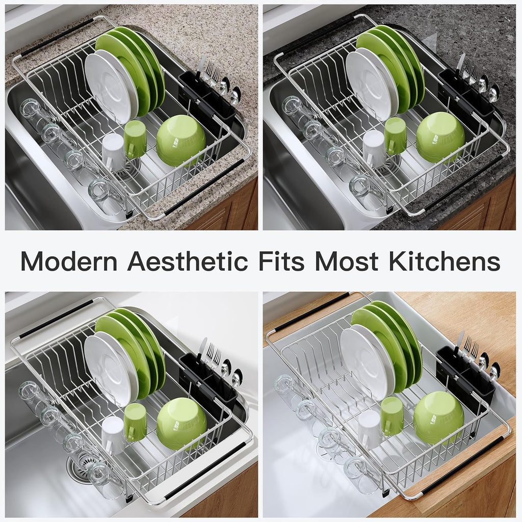 Retractable stainless steel drain rack