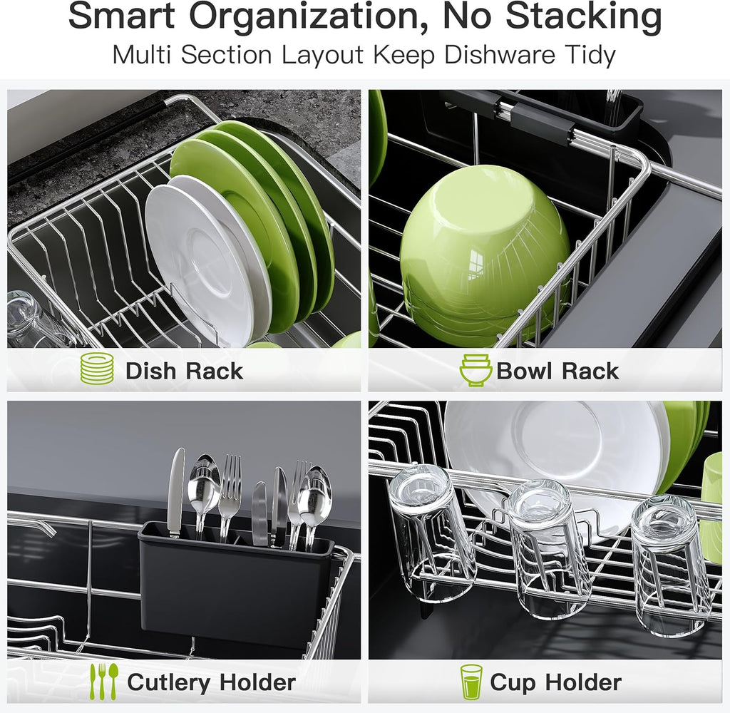 Retractable stainless steel drain rack