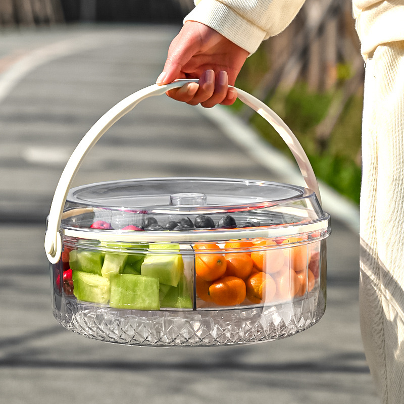Five-compartment fruit preservation plate with handle