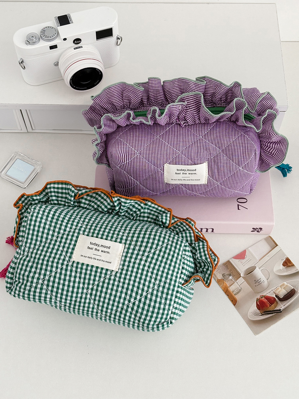 Two-tone plaid lace bag