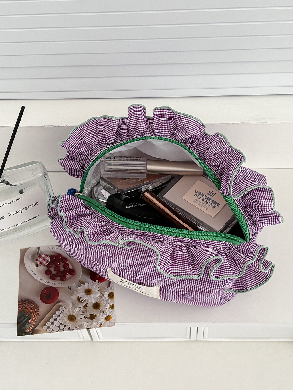 Two-tone plaid lace bag