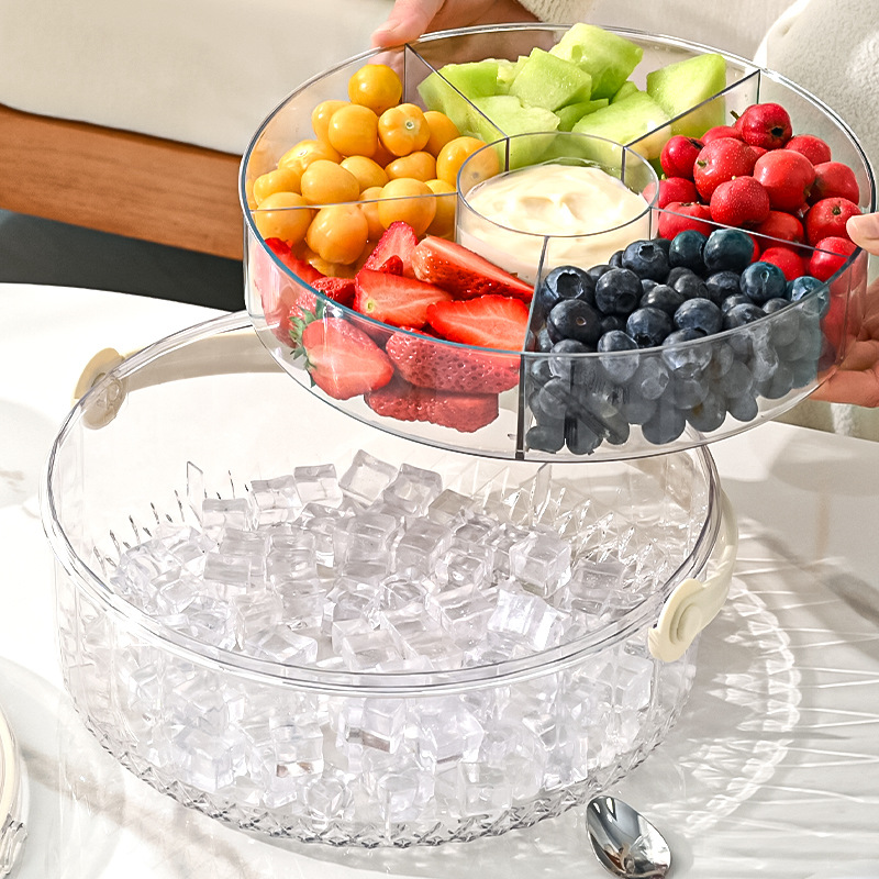 Five-compartment fruit preservation plate with handle