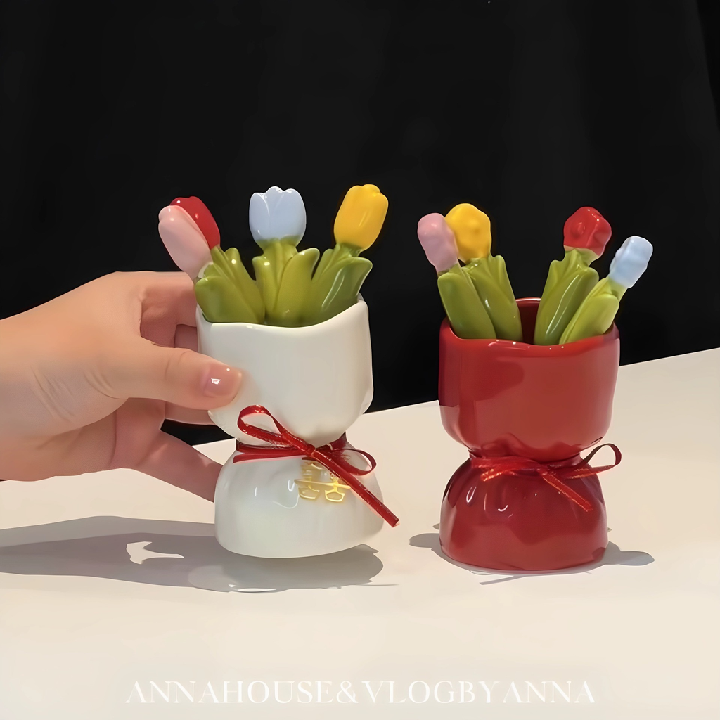 Tulip Flower Stainless Steel Fruit Sticks