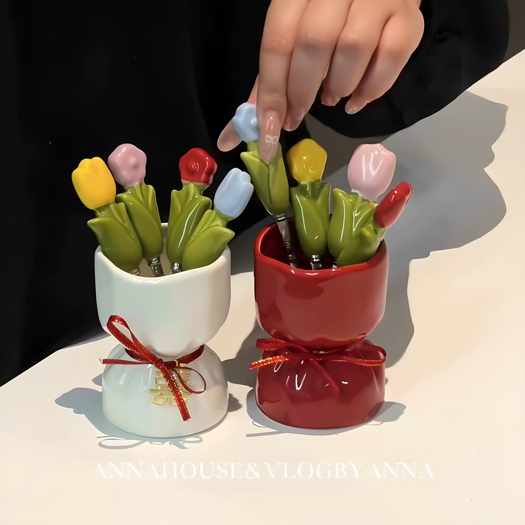 Tulip Flower Stainless Steel Fruit Sticks