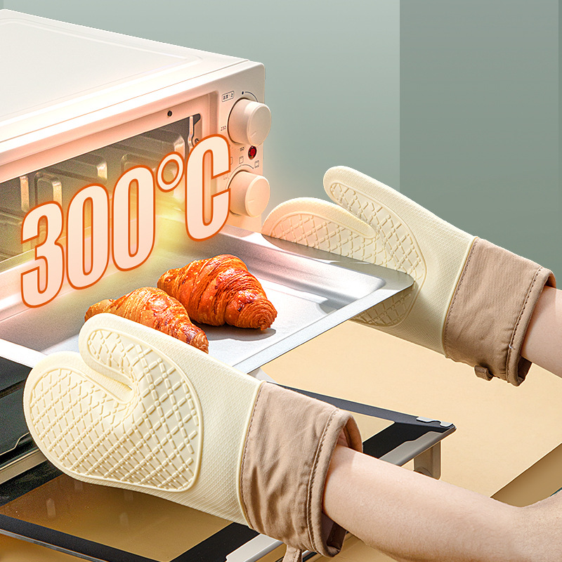 Thickened, non-slip silicone heat-insulating gloves